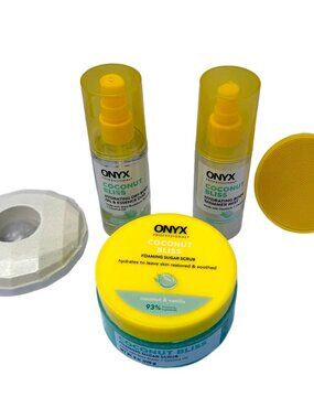 ONYX Coconut Bliss 5pc Set NEW Sugar Scrub, Body Oil, Bath Bomb, Hydrate Mist